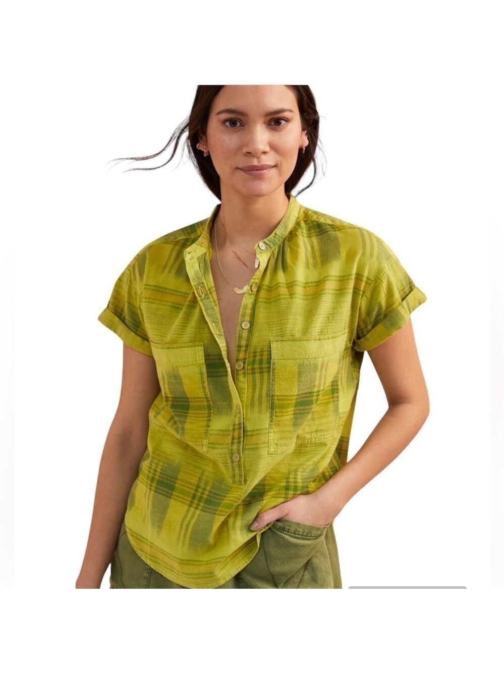 ANTHROPOLOGIE PILCRO PLAID COTTON BLOUSE NWT